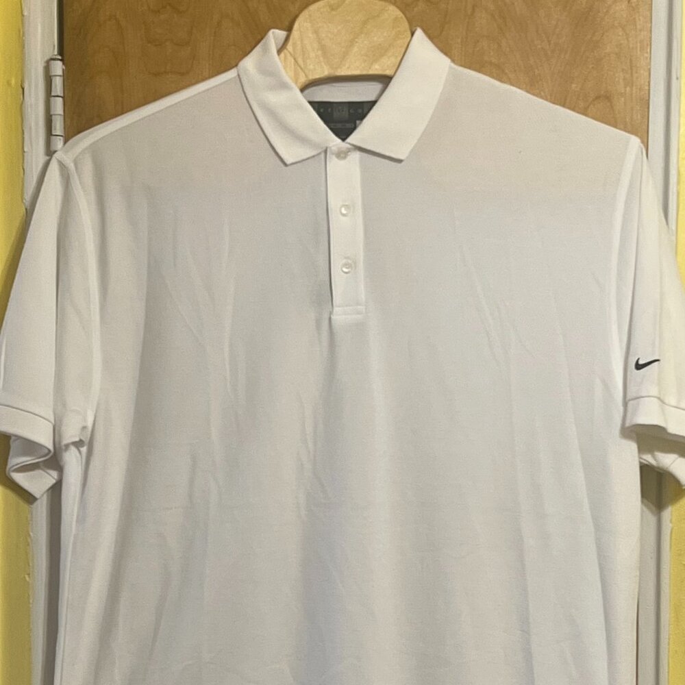 NIKE Golf Men's Dri-Fit Breathe Texture Performance White Polo Shirt - XXL 2XL